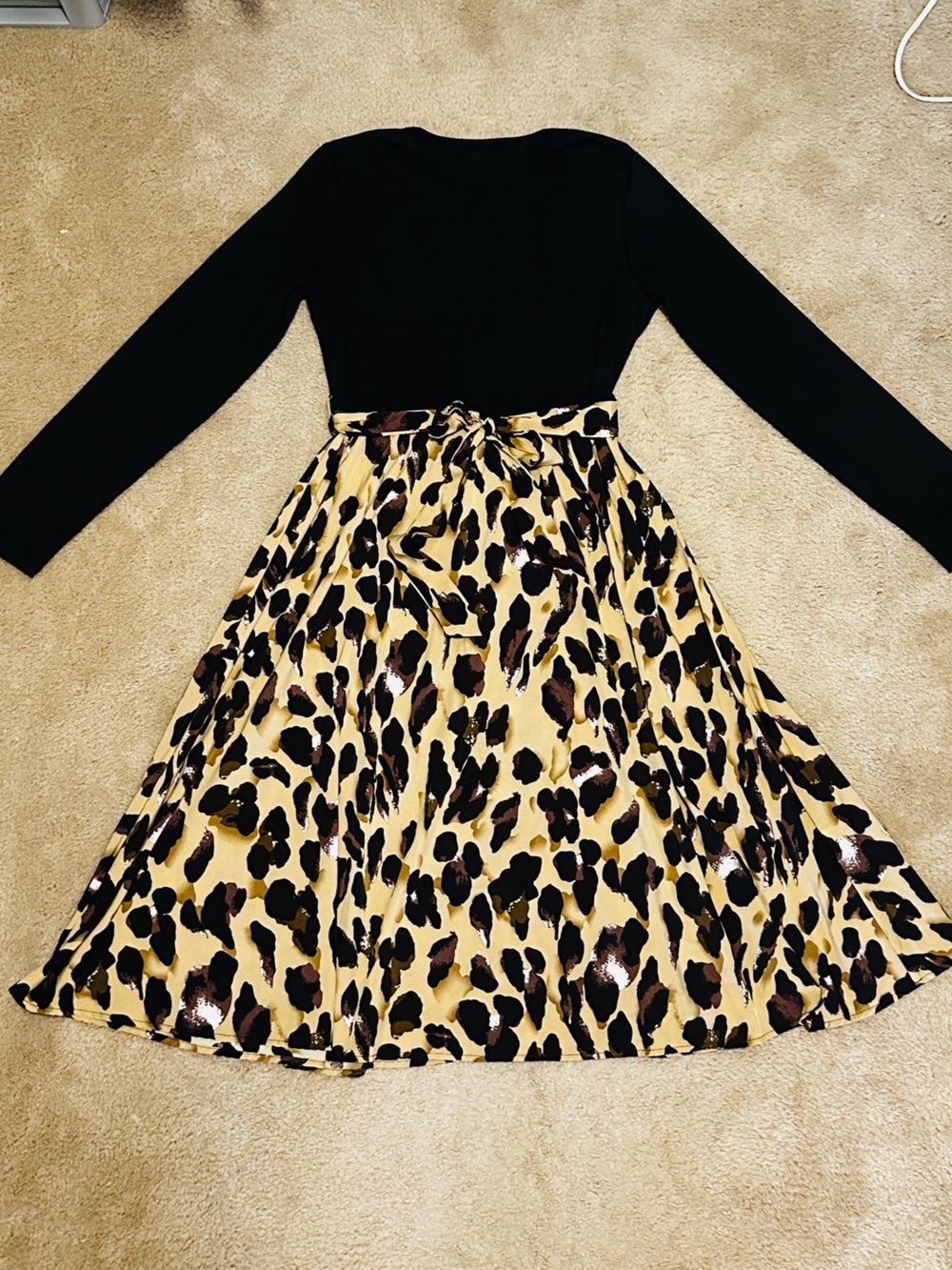 SHEIN Black and Beige Leopard Print Dress